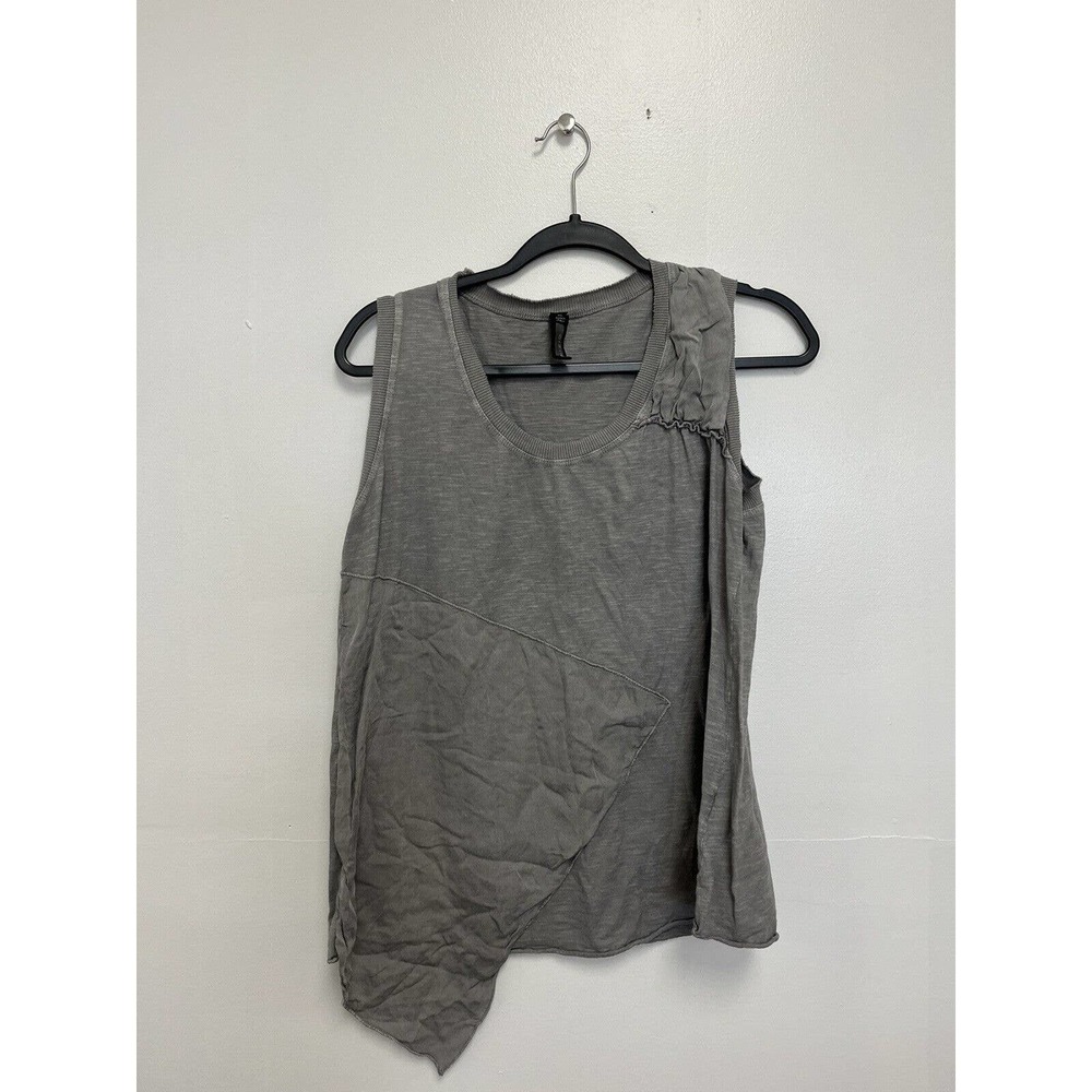 Inizio Womens Top Size XL Gray Solid Tank Shirt Casual Asymmetrical Hem